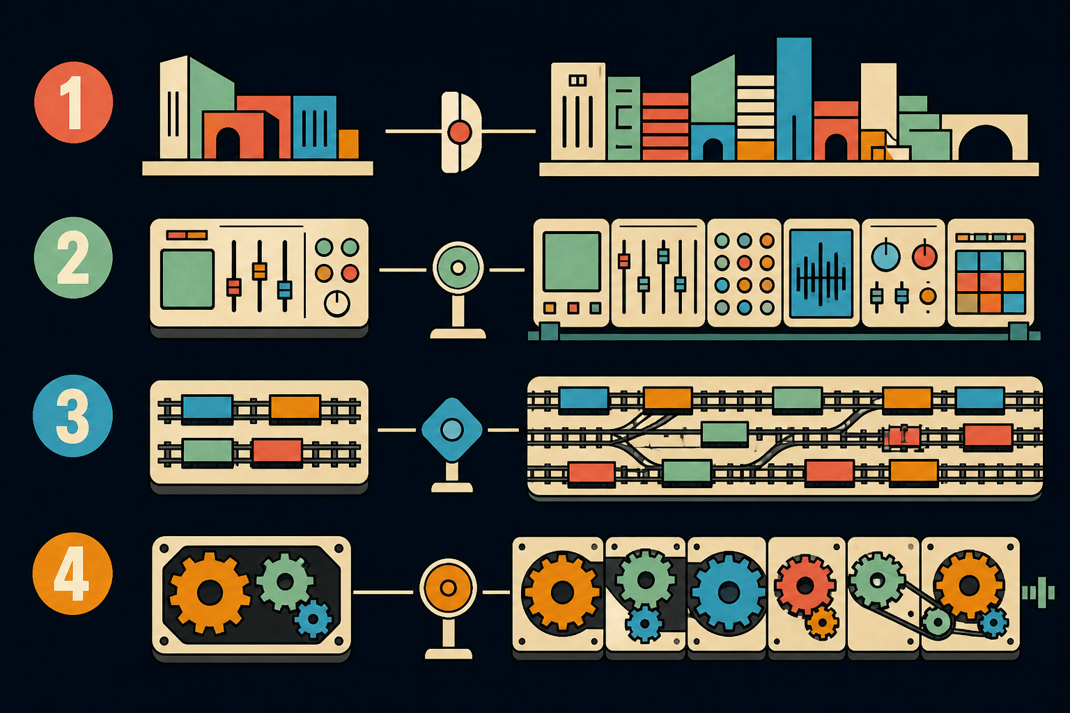 Four numbered decision rows compare a compact bundled website workshop with an open modular workshop