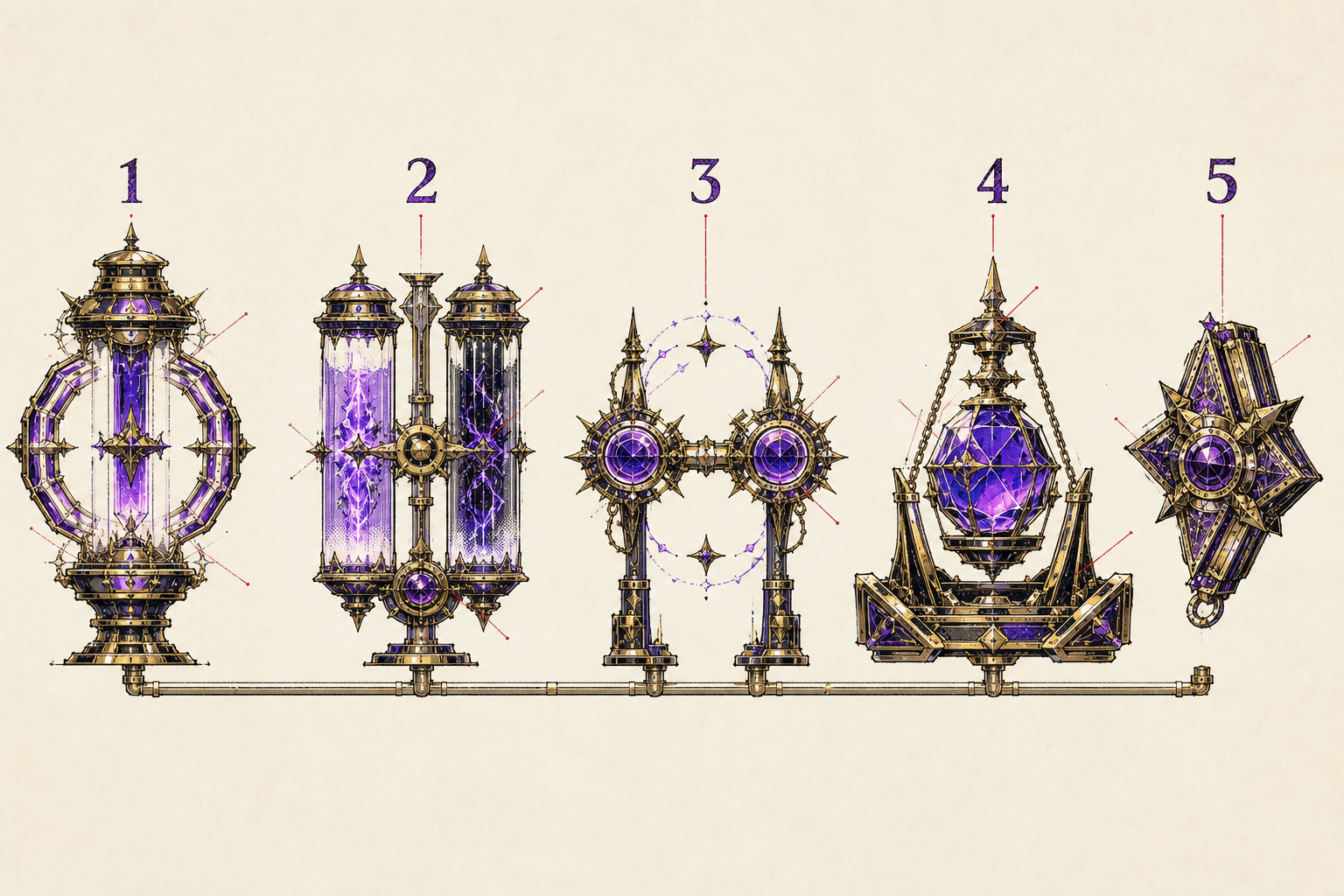 Mechanical specimen plate separating five crypto casino game formats by their interaction model