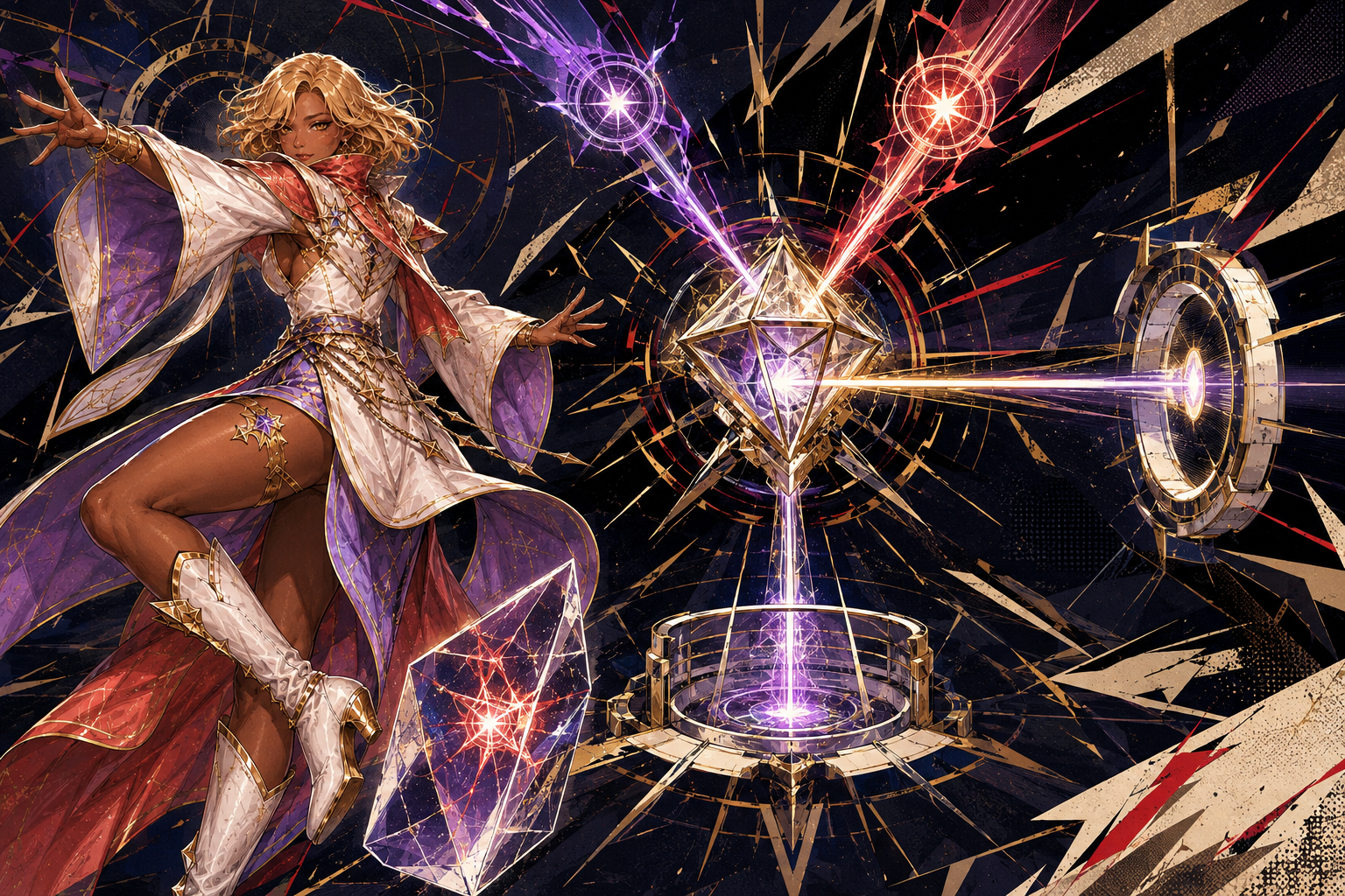 Generated Wizards-style illustration of two trigger paths entering a controlled award gate while one delayed path is held for review
