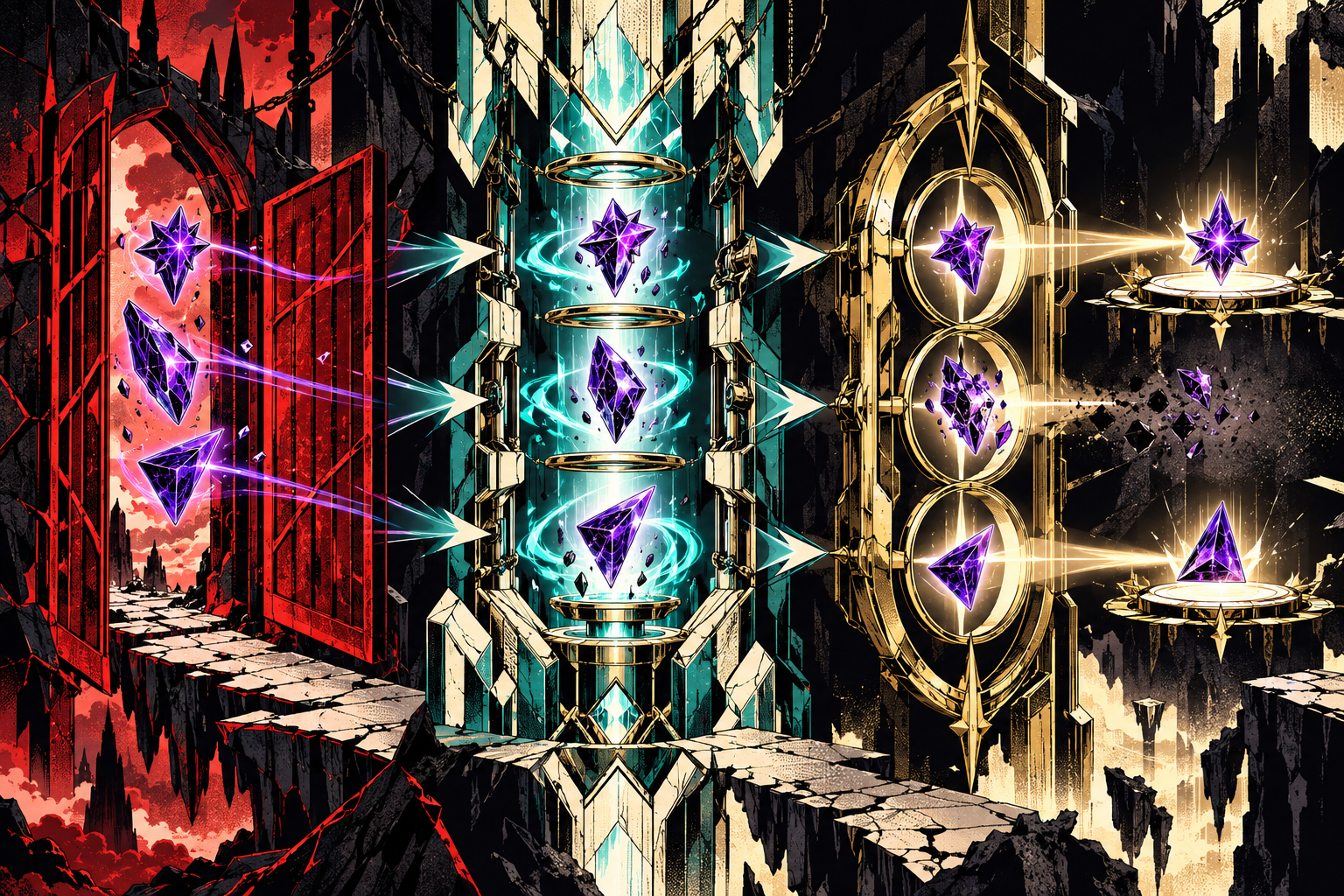 Generated Wizards-style review scene separating open findings, remediation evidence and independently retested results
