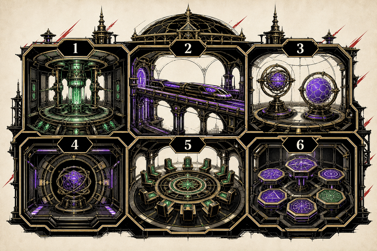 Educational cutaway separating six responsibilities inside a crypto-casino platform
