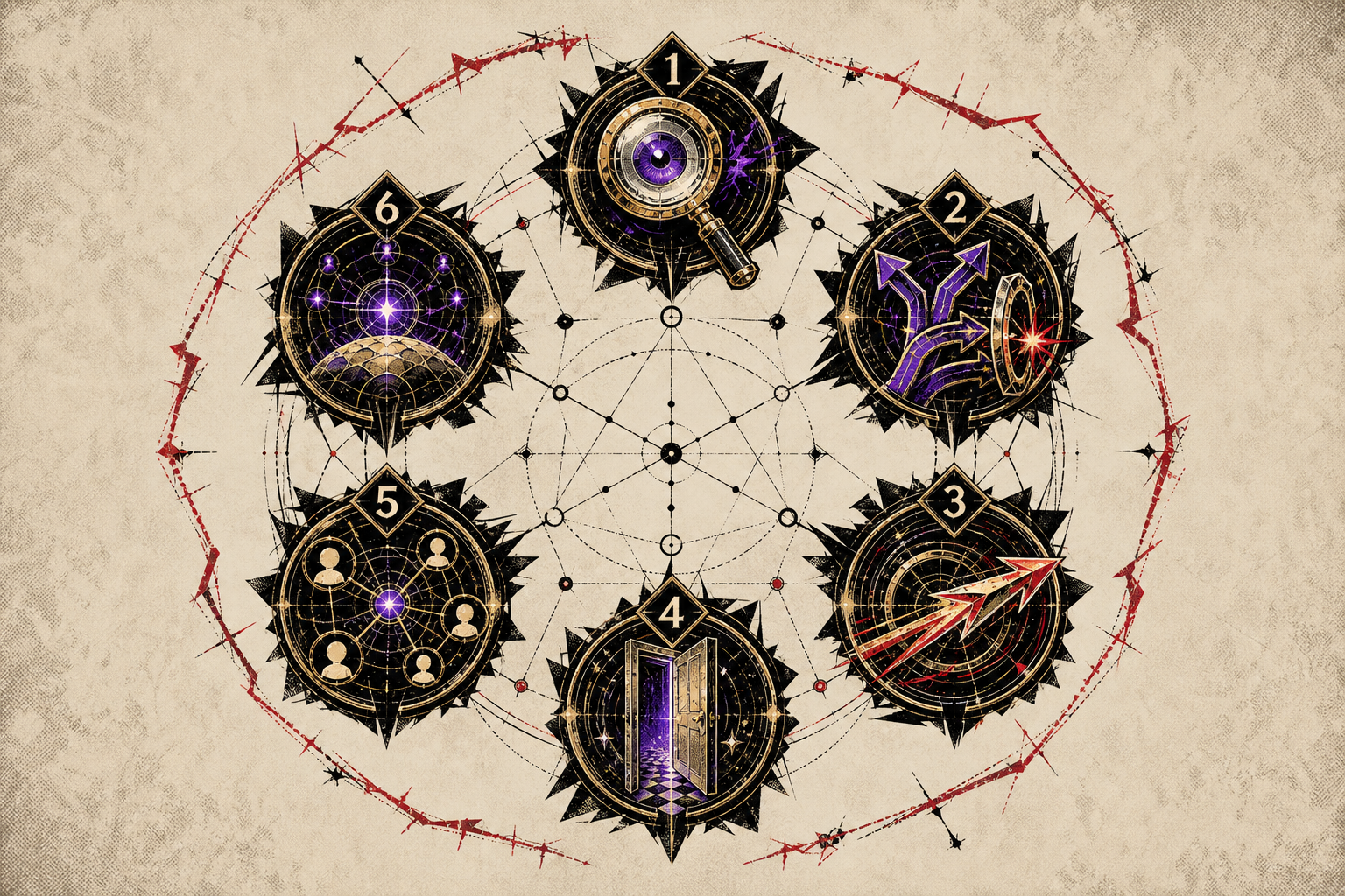 Six-key educational lock connecting the player-facing changes described in the article