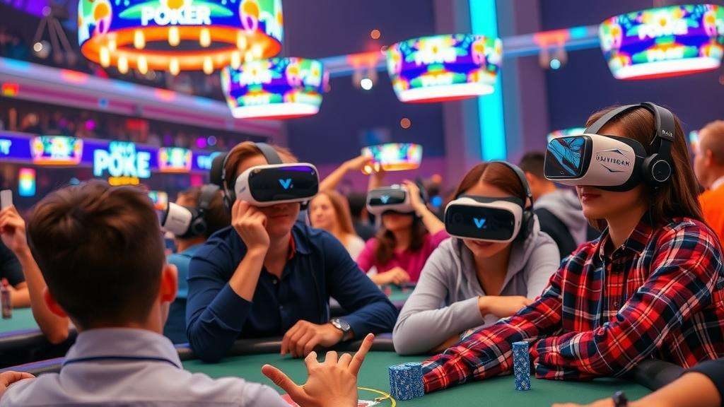 Jugadores disfrutando de un torneo de póker AR inmersivo.