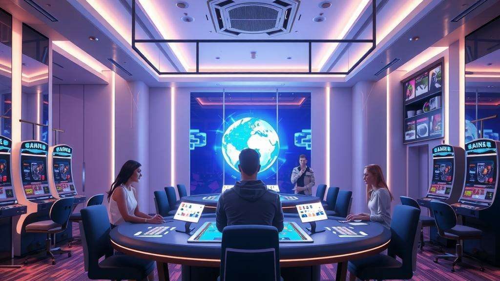 Entorno futurista de casino impulsado por IA.