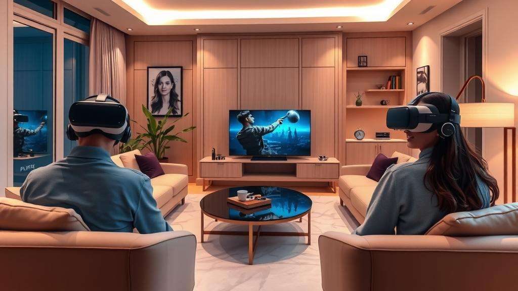 Experiencia de juego en realidad virtual en casa.