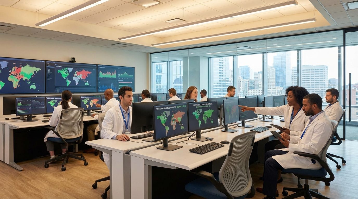 A wide shot of a professional compliance lab verifying regulatory features and reporting tools integrated into a sports gambling software platform.