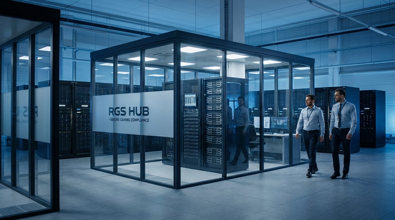 Wide view of a secure server room infrastructure that supports a scalable platform and shows how to make a rng game.