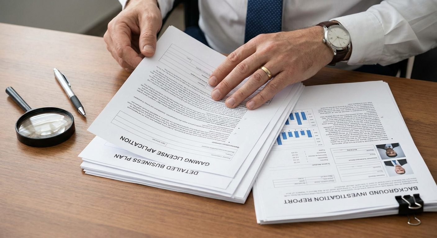 Hands gathering and organizing documents for a KGC Client Provider Authorization application.