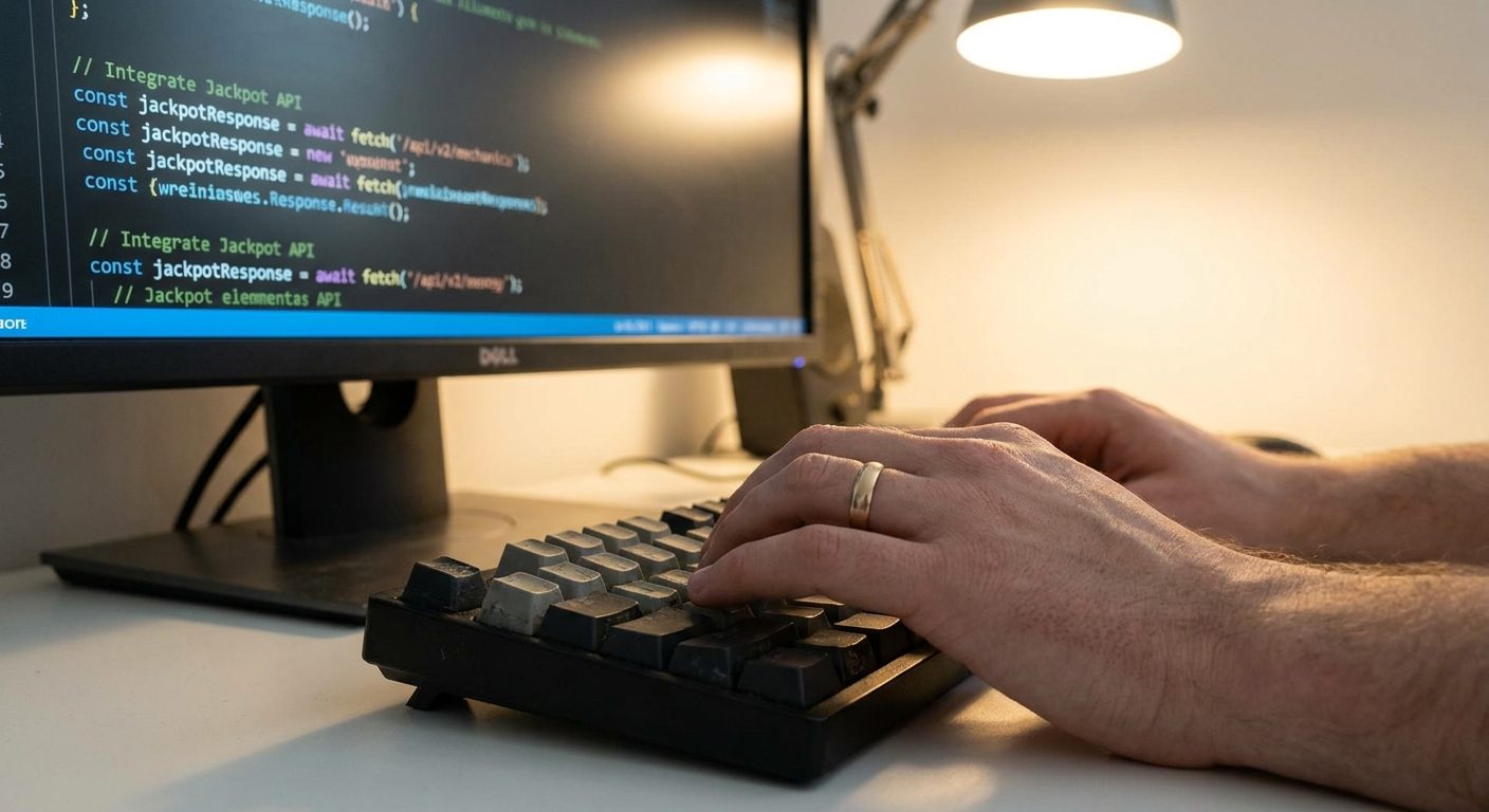 Software developer integrating a gaming API for new jackpot features into an existing platform.