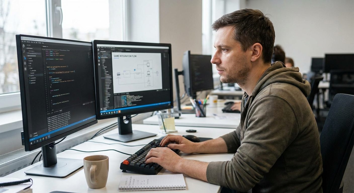 Software engineer integrating a gaming API into an iGaming platform's backend architecture.