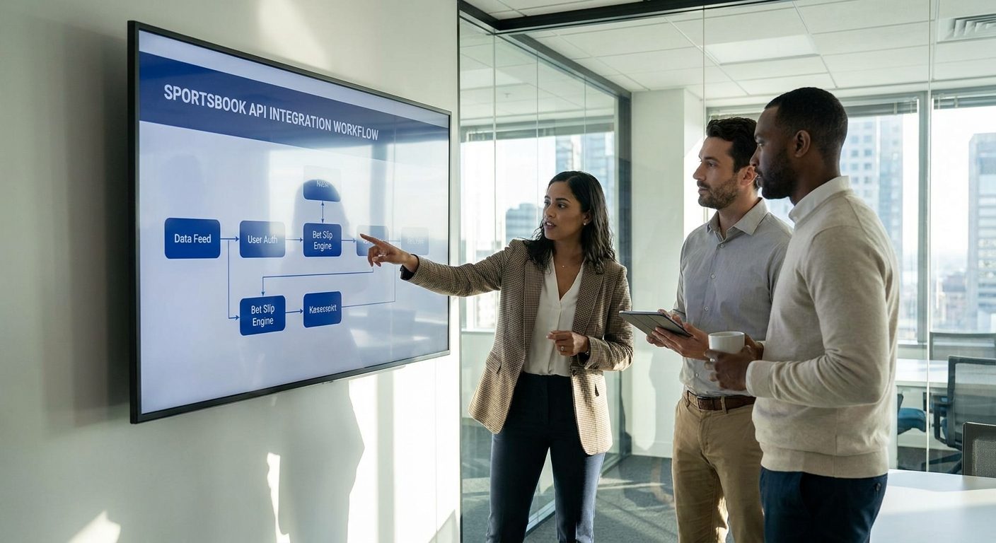 iGaming consultants analyzing platform architecture and data feed integration for a new betting solution.