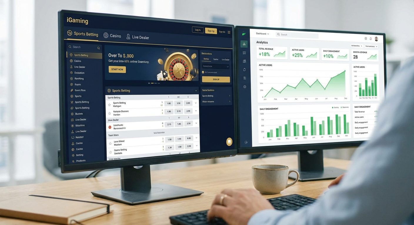Successful iGaming platform demonstrating enhanced organic visibility and strong backlink performance on a dashboard.